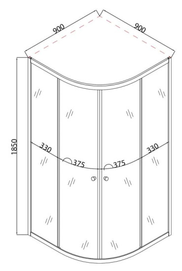 Душова кабіна Mixxus PLAIN SC01-90x90x185-TR CHROME прозора 4мм (MI6899)