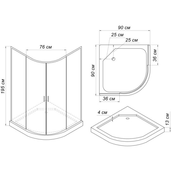 Душевая кабина Mixxus PLAIN SCT02-90x90x195-FB SATIN матовая 4мм (MI6896)