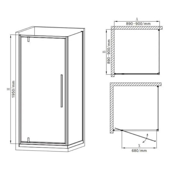 Душевая кабина Mixxus Premium BEVEL SC01-90x90x195-TR Black прозрачная 6мм (MI6864)