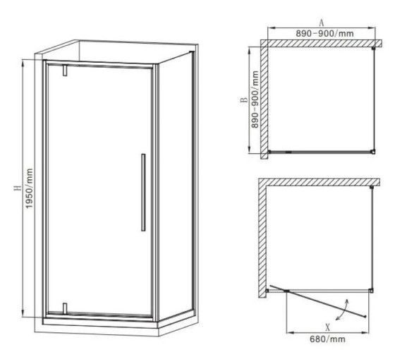 Душова кабіна Mixxus Premium BEVEL SC01-90x90x195-TR Chrome прозора 6мм (MI6863)