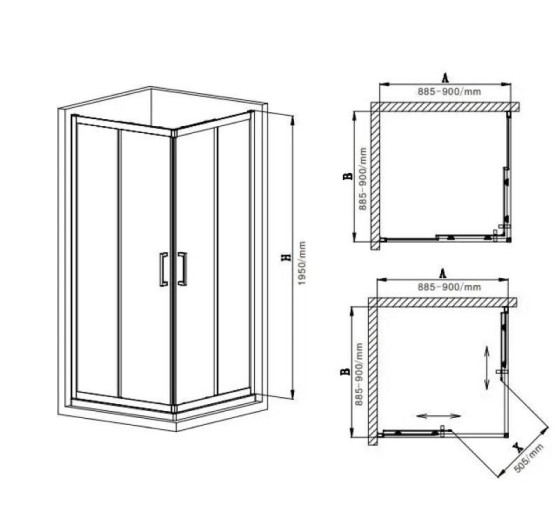 Душевая кабина Mixxus Premium DIVERSE SC02-90x90x195-TR Black прозрачная 5мм (MI6862)