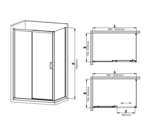 Душевая кабина Mixxus Premium DIVERSE SC03-100x80x195-TR Black прозрачная 6мм (MI6866)