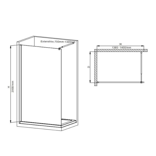 Душевая перегородка Mixxus Premium FLAT SP01-140x200-TR Chrome Walk-In прозрачная 8мм (MI6853)