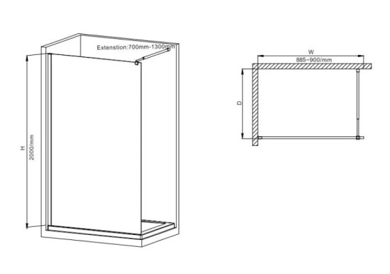 Душевая перегородка Mixxus Premium FLAT SP01-90x200-TR Chrome Walk-In прозрачная 8мм (MI6850)