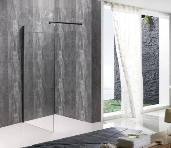 Душевая перегородка Mixxus Premium FLAT SP02-100x200-TR Black Walk-In прозрачная 8мм (MI6856)