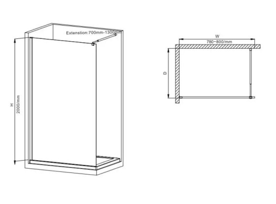 Душевая перегородка Mixxus Premium FLAT SP02-80x200-TR Black Walk-In прозрачная 8мм (MI6854)