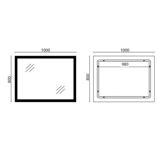 Дзеркало Mixxus FLAT MR04-100x80 с LED Touch, Anti-fog, димером, регулюванням яскравості, годинником (MI6927)