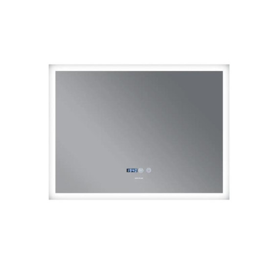Дзеркало Mixxus FLAT MR04-80x60 с LED Touch, Anti-fog, димером, регулюванням яскравості, годинником (MI6928)