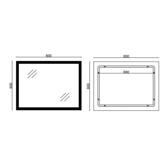 Дзеркало Mixxus FLAT MR04-80x60 с LED Touch, Anti-fog, димером, регулюванням яскравості, годинником (MI6928)