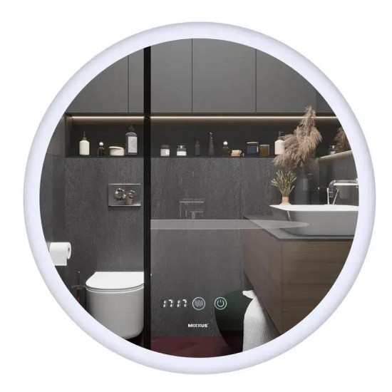 Дзеркало Mixxus PLAIN MC10-80 с LED Touch, Anti-fog, димером, регулюванням яскравості, годинником (MI6932)