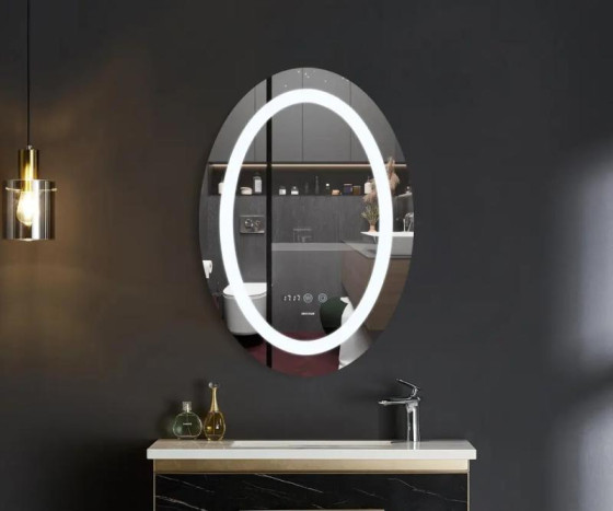 Дзеркало Mixxus PLAIN MV02-60x80 с LED Touch, Anti-fog, димером, регулюванням яскравості, годинником (MI6933)