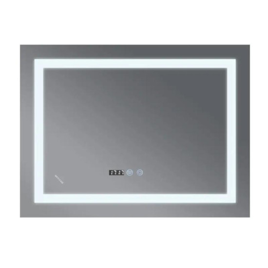 Дзеркало Mixxus WARM MR02-100x80 с LED Touch, Anti-fog, димером, регулюванням яскравості, годинником (MI6935)