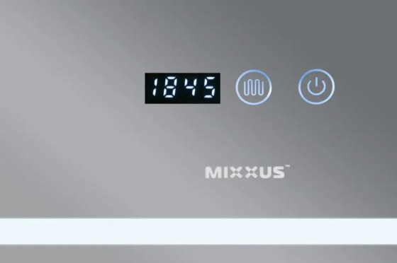 Дзеркало Mixxus WARM MR02-80x80 с LED Touch, Anti-fog, димером, регулюванням яскравості, годинником (MI6934)