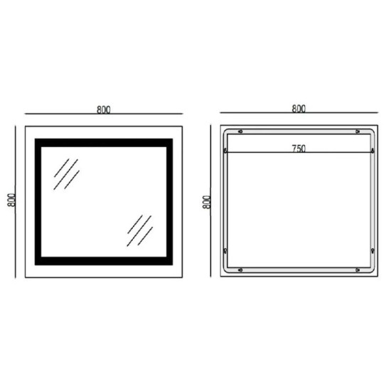 Дзеркало Mixxus WARM MR02-80x80 с LED Touch, Anti-fog, димером, регулюванням яскравості, годинником (MI6934)