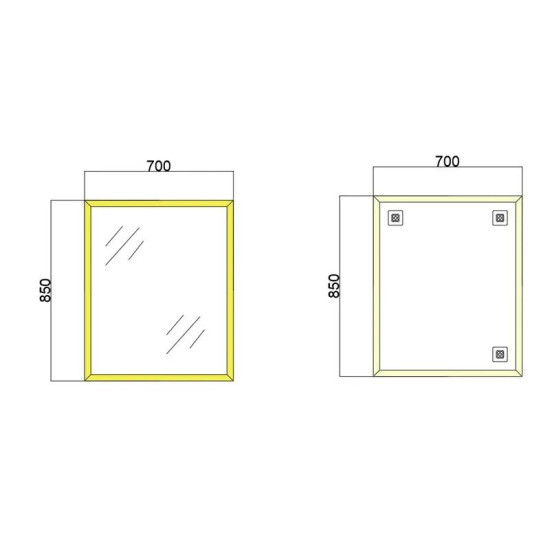 Дзеркало Zerix FONTE MRZ09-700x850-REVERSE GOLD прямокутне у золотій рамі (ZX5639)