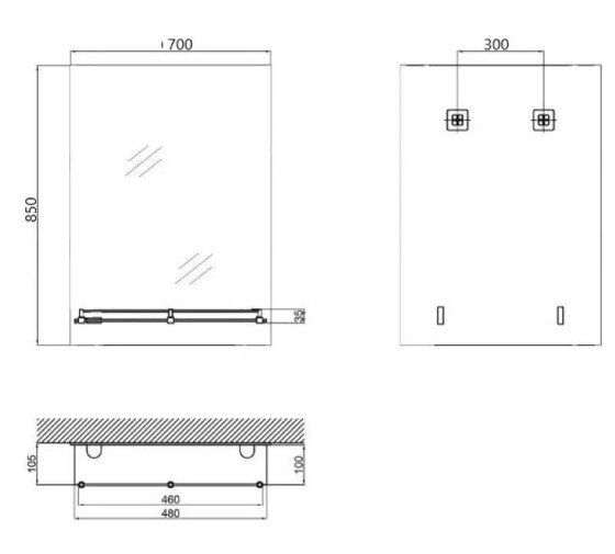 Дзеркало Zerix SANSA MRZ05-700x850x105 прямокутне з полицею (ZX5629)