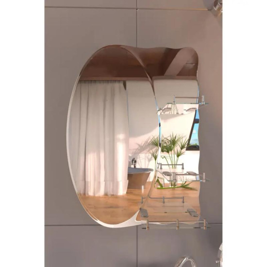 Дзеркало Zerix SOLO MOZ01-480x680x100 асиметричне з трьома полицями (ZX5624)