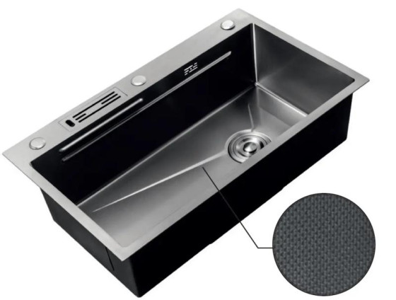 Кухонна мийка Mixxus Premium MH7545-SET-05 MICRO DECOR NANO-BLACK (3.0/0.8) (графіт) (MX9633)