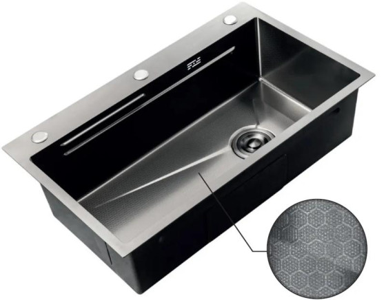 Кухонна мийка Zerix ZH7545-SET-05 DECOR NANO-BLACK (3.0/0.8) (графіт) (ZM5582)