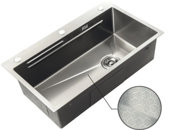 Кухонна мийка Zerix ZH7545-SET-05 DECOR NANO-SILVER (3.0/0.8) (нержавіюча сталь) (ZM5584)