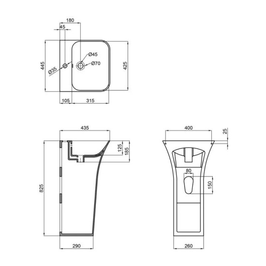 Раковина Mixxus BEVEL-1101 450х435х835 (MI6697)