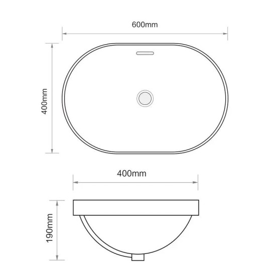 Раковина Mixxus Premium ELLIPSE-1601 600х400х190 (MP6569)