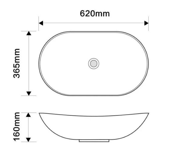Раковина Mixxus Premium WAVE-0105 EDGE BLACK 620х360х160 (MP6556)