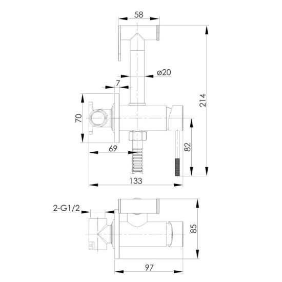 Гигиенический душ со смесителем Imprese Brenta ZMK082306039 брашированный никель