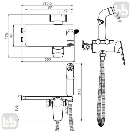Гігієнічний душ із змішувачем Imprese PERLA f03708010CA чорний матовий