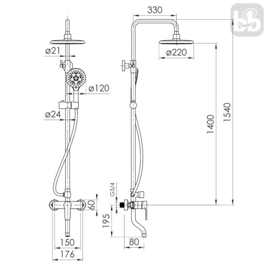 Душевая система Imprese MODUS B t030B08201SR хром