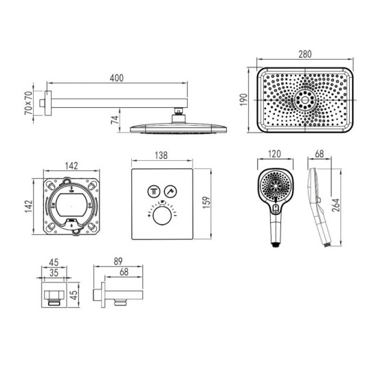 Душевая система скрытого монтажа Imprese CENTRUM EQ V-10300EQ хром