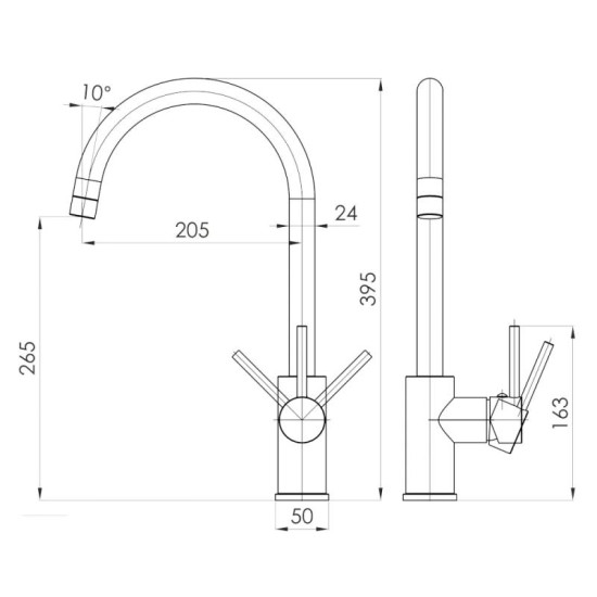 Кухонный смеситель Imprese ARGO-S f03409016CS сталь