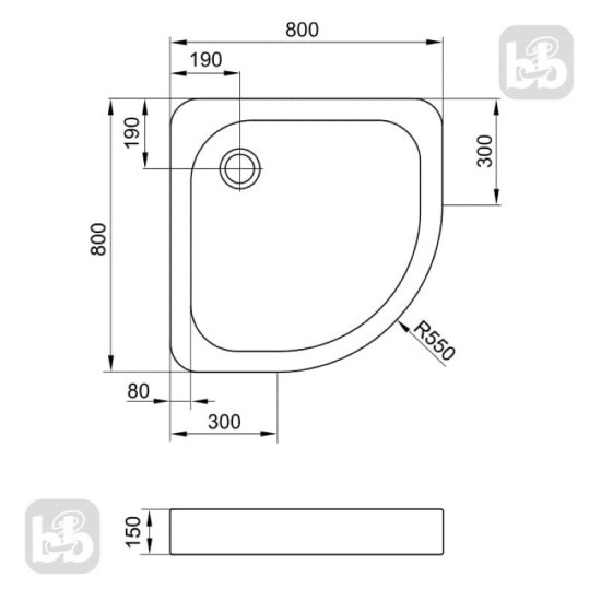 Душовий піддон Eger 599-0808R сифон у комплекті