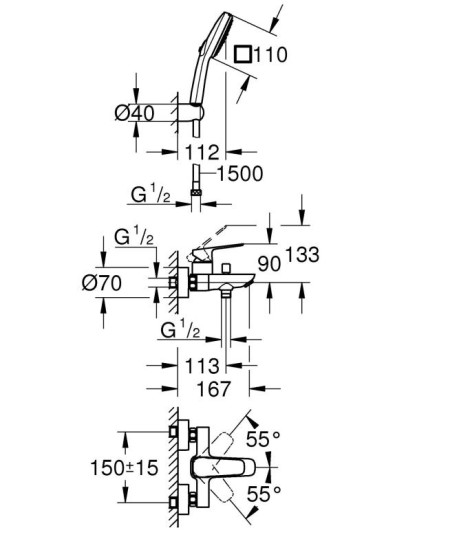 Смеситель для ванны Grohe Cubeo 1018140000