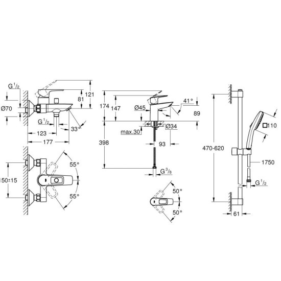 Набор смесителей Grohe BauLoop UA123214S1