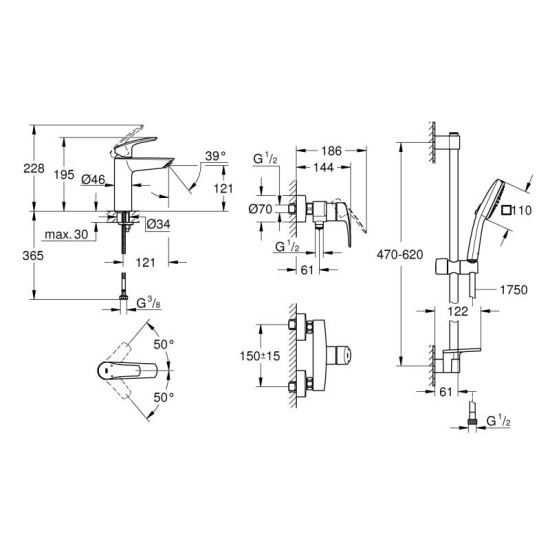 Набір змішувачів Grohe Eurosmart UA123244M1