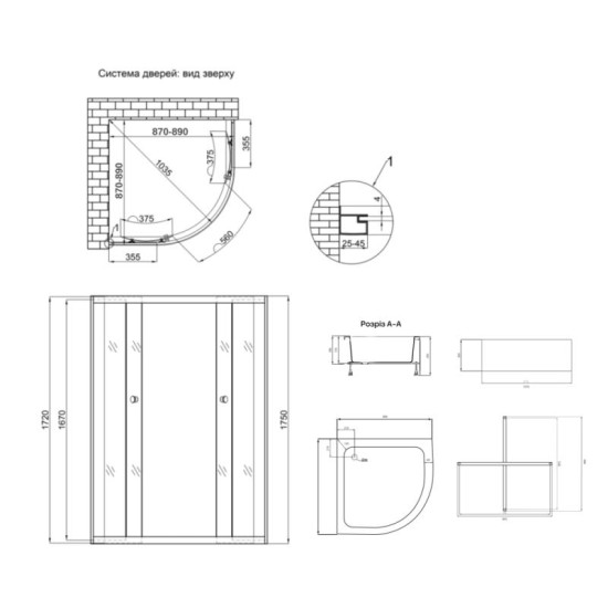 Душевая кабина Lidz Latwa SC90x90.SAT.MID.FR стекло Frost 4 мм + Lidz KAPIELKA ST90x90x26, с панелью