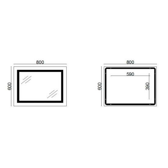 Дзеркало Lidz Kubis 800х600 з LED-підсвічуванням Touch, з антизапотіванням, з диммером LD78LF9047400
