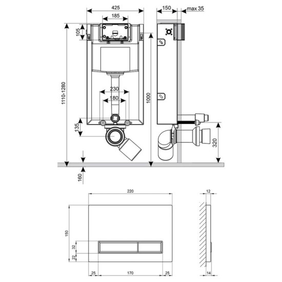 Інсталяція для унітазу Qtap Nest STQT0133M425 + M08V1384W