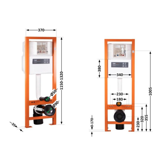 Інсталяція для унітазу Qtap Nest Uni QT0233M370