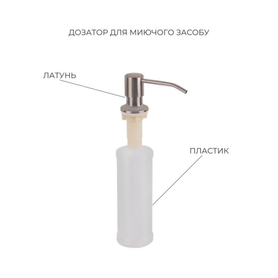 Кухонна мийка Lidz Handmade H5050 Brushed у комплекті з дозатором + Lidz K01G Кошик