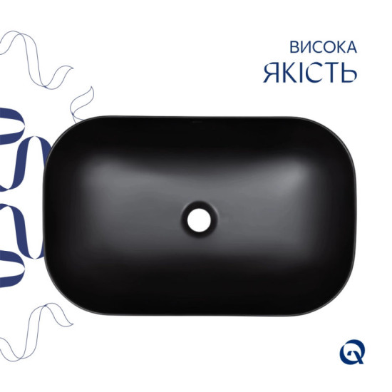 Раковина Qtap Robin 610х400х145 Matt black QT132143PMBMBN