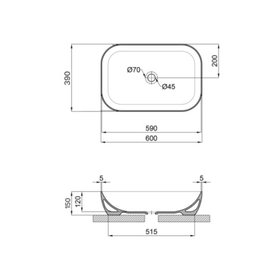 Раковина Qtap Robin 610х400х145 Matt black QT132143PMBMBN