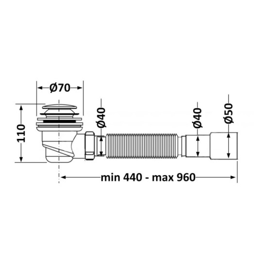 Сифон для душового піддону Lidz LP05 (CRM) автоматичний (вихід 40/50 мм)