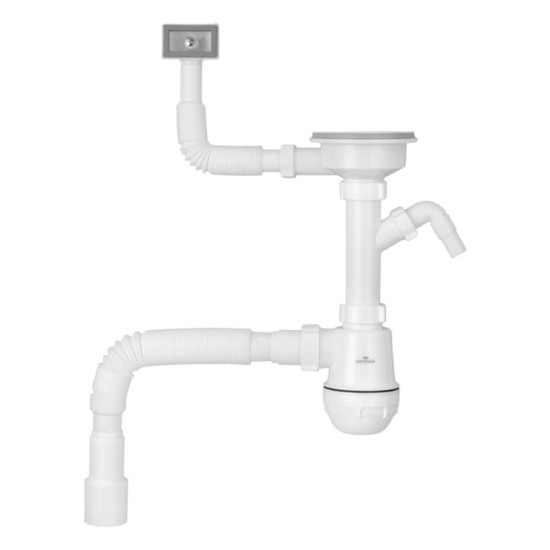 Сифон для кухонної мийки Kroner KRP KS02-1WHI 3 1/2"х40/50 мм