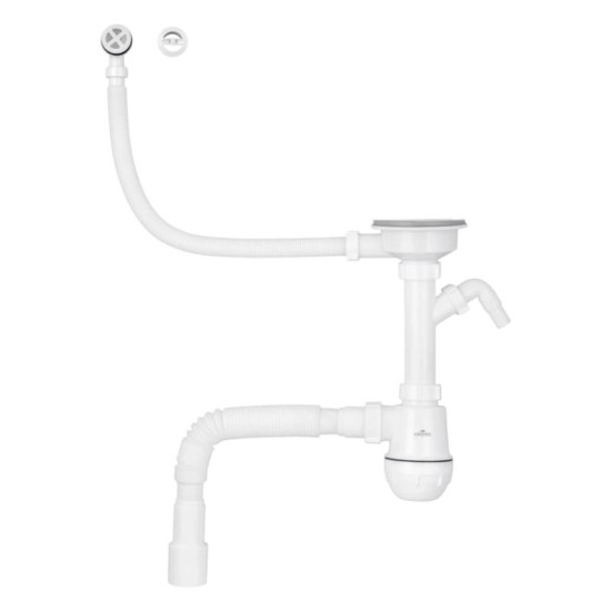 Сифон для кухонної мийки Kroner KRP KS02R-1WHI 3 1/2"х40/50 мм