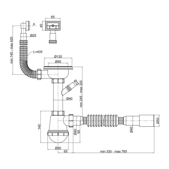Сифон для кухонної мийки Lidz (WHI) 60 05 M002 01 EURO