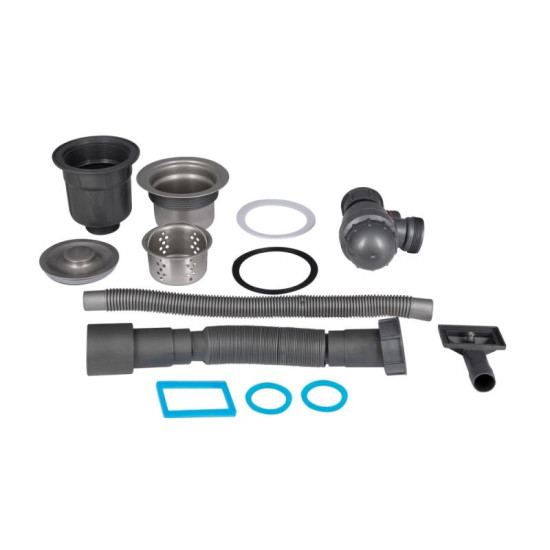 Сифон для кухонной мойки Lidz LK16 Bruch PVD Grey (выход гофры 40/50мм)