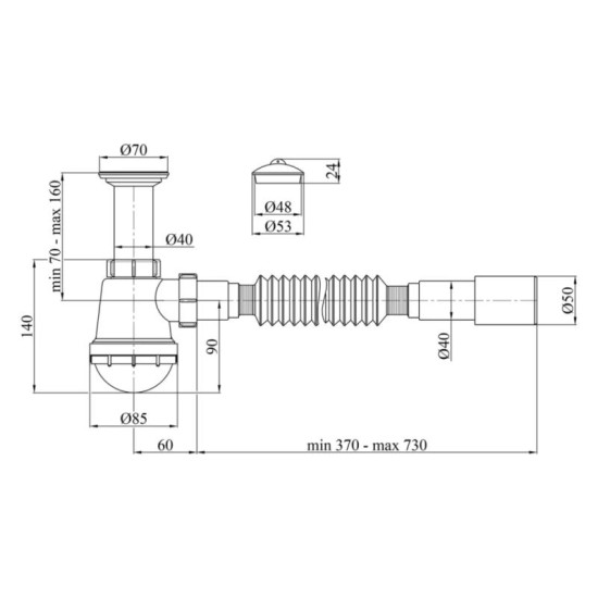 Сифон для раковины Kroner KRP - TB01 1 1/2"х40/50 мм
