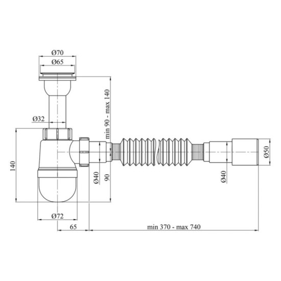 Сифон для раковины Kroner KRP - TB06 1 1/4"х40/50 мм